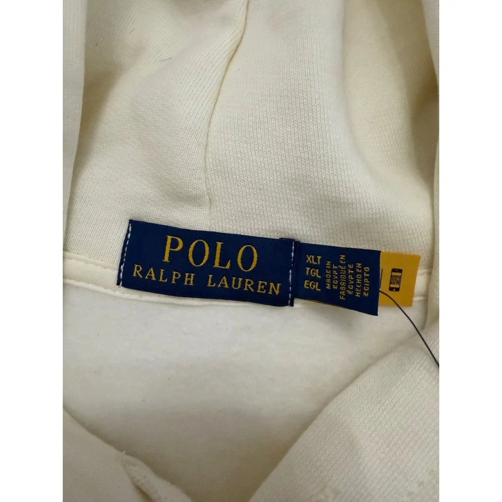 NEW Polo Ralph Lauren Polo Bear Hoodie Cream Off-White Fleece Sweatshirt XLT NWT